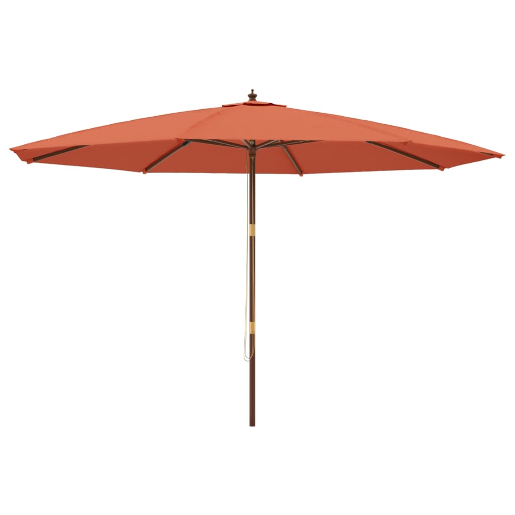 Vrtni suncobran s drvenim stupom terakota 400x273 cm