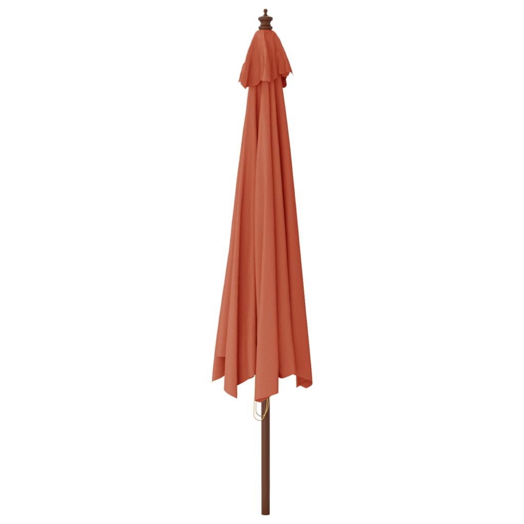 Vrtni suncobran s drvenim stupom terakota 400x273 cm