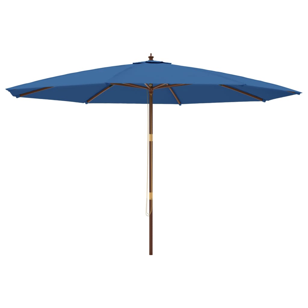 Vrtni suncobran s drvenim stupom azurnoplava 400x273 cm