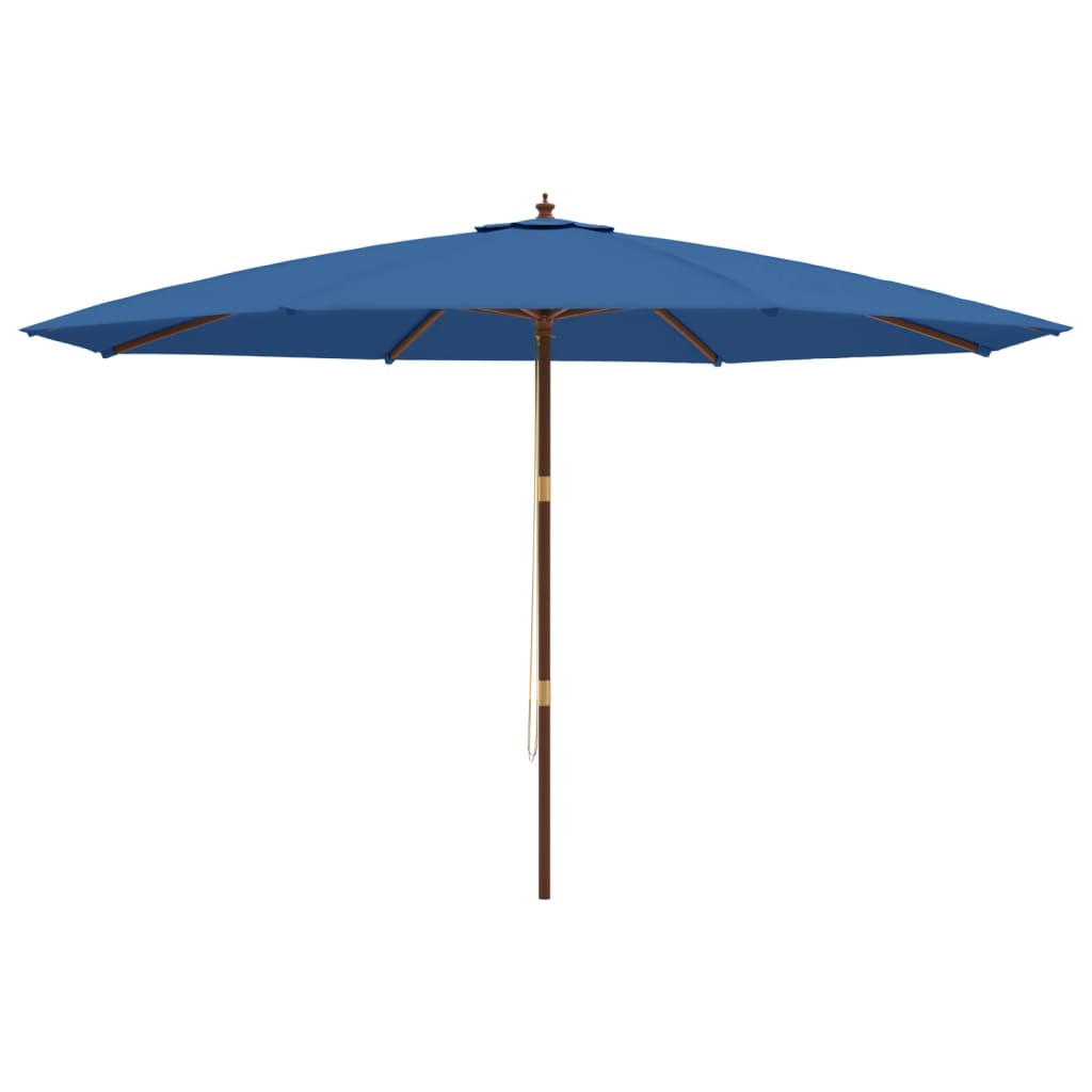 Vrtni suncobran s drvenim stupom azurnoplava 400x273 cm