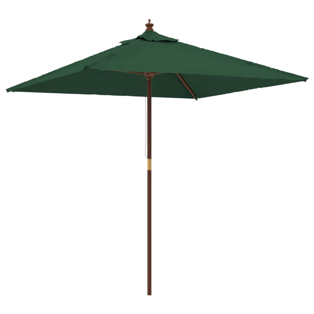 Vrtni suncobran s drvenim stupom zeleni 198 x 198 x 231 cm