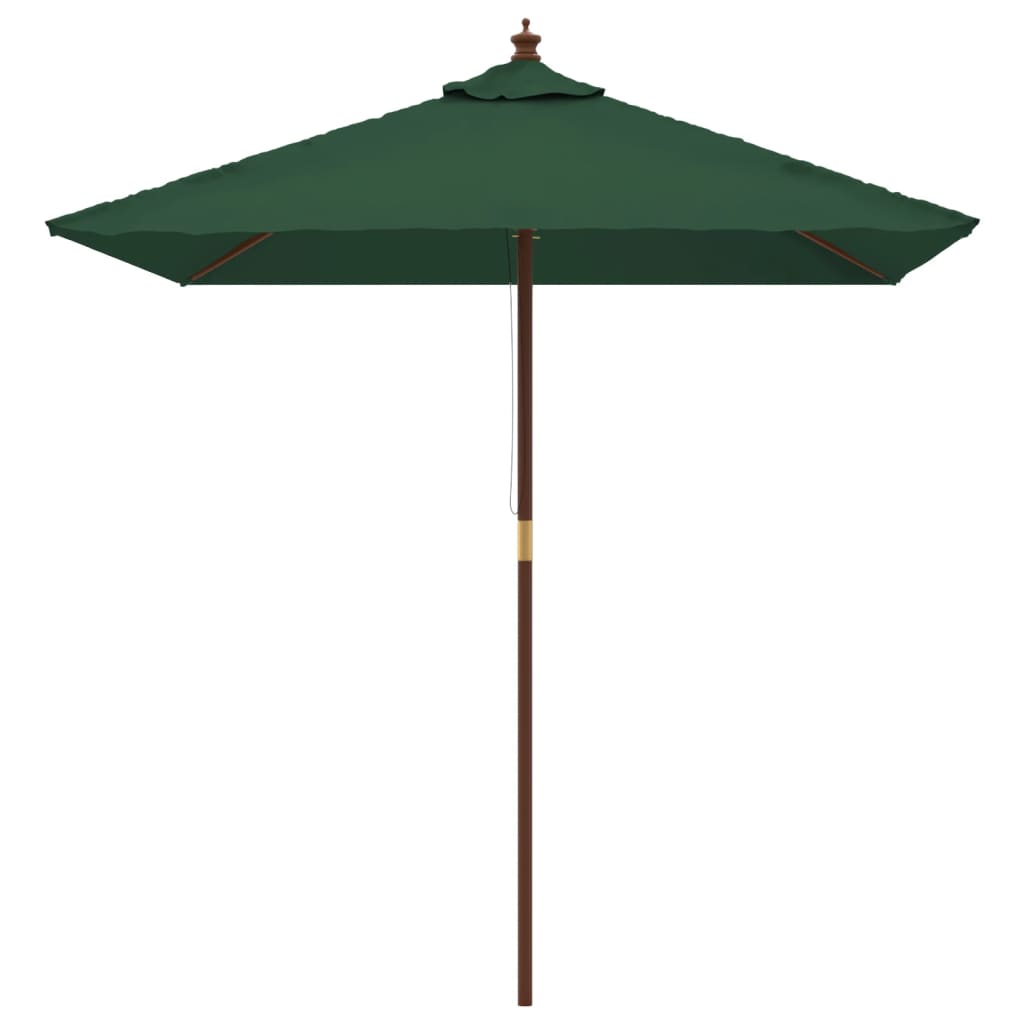 Vrtni suncobran s drvenim stupom zeleni 198 x 198 x 231 cm