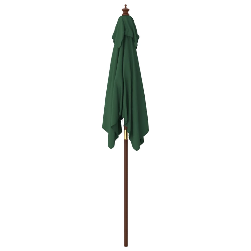 Vrtni suncobran s drvenim stupom zeleni 198 x 198 x 231 cm