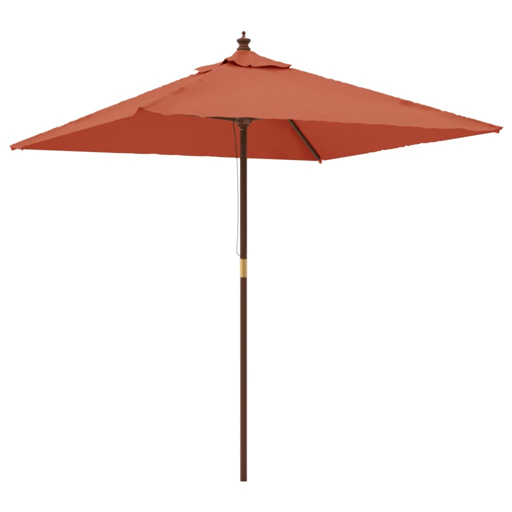 Vrtni suncobran s drvenim stupom terakota 198 x 198 x 231 cm