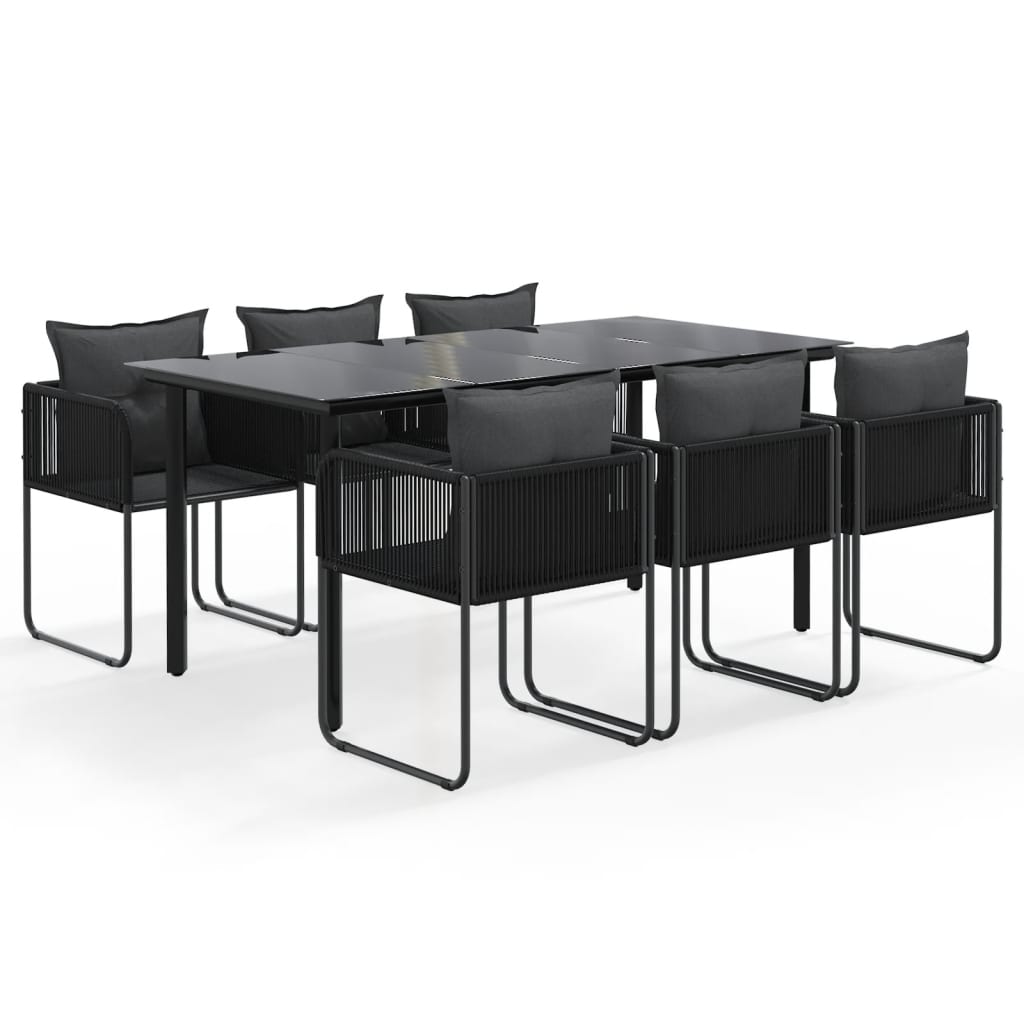 7-dijelni vrtni blagovaonski set crni