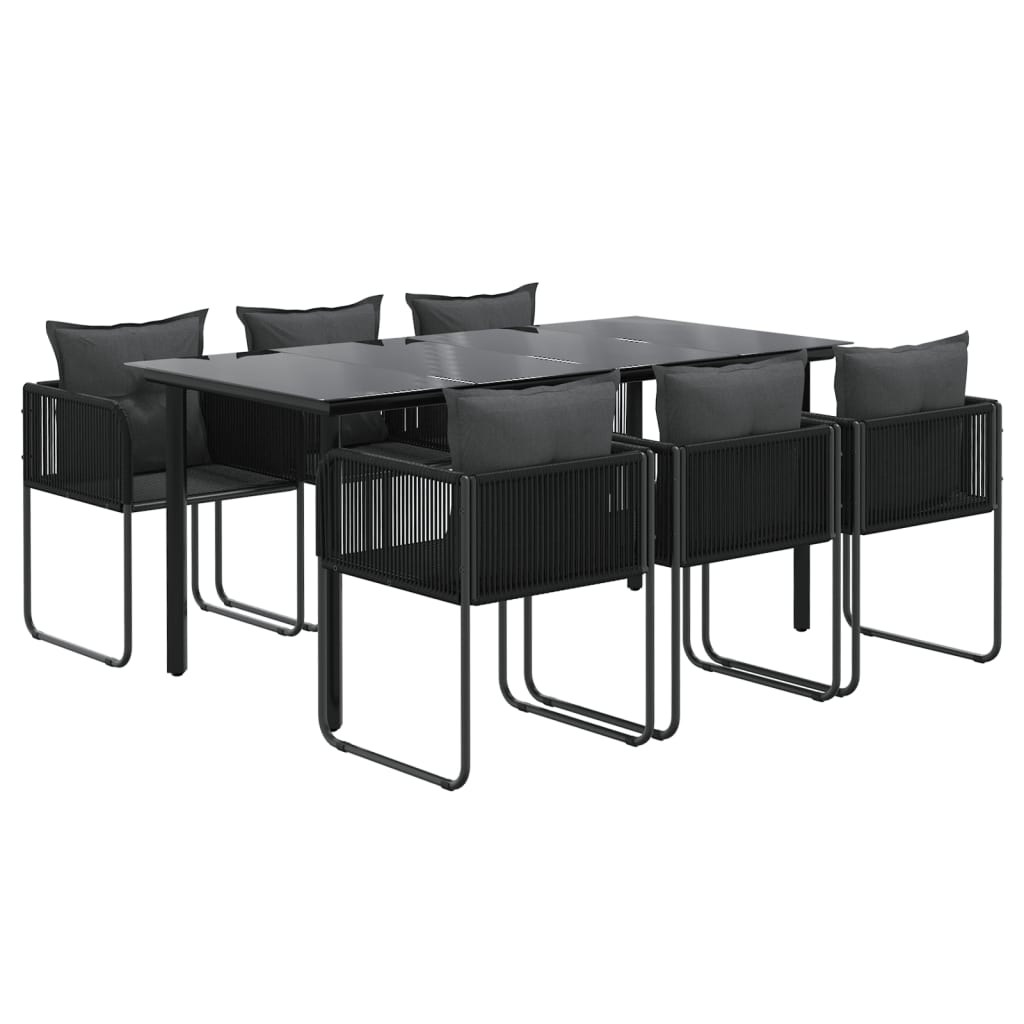 7-dijelni vrtni blagovaonski set crni