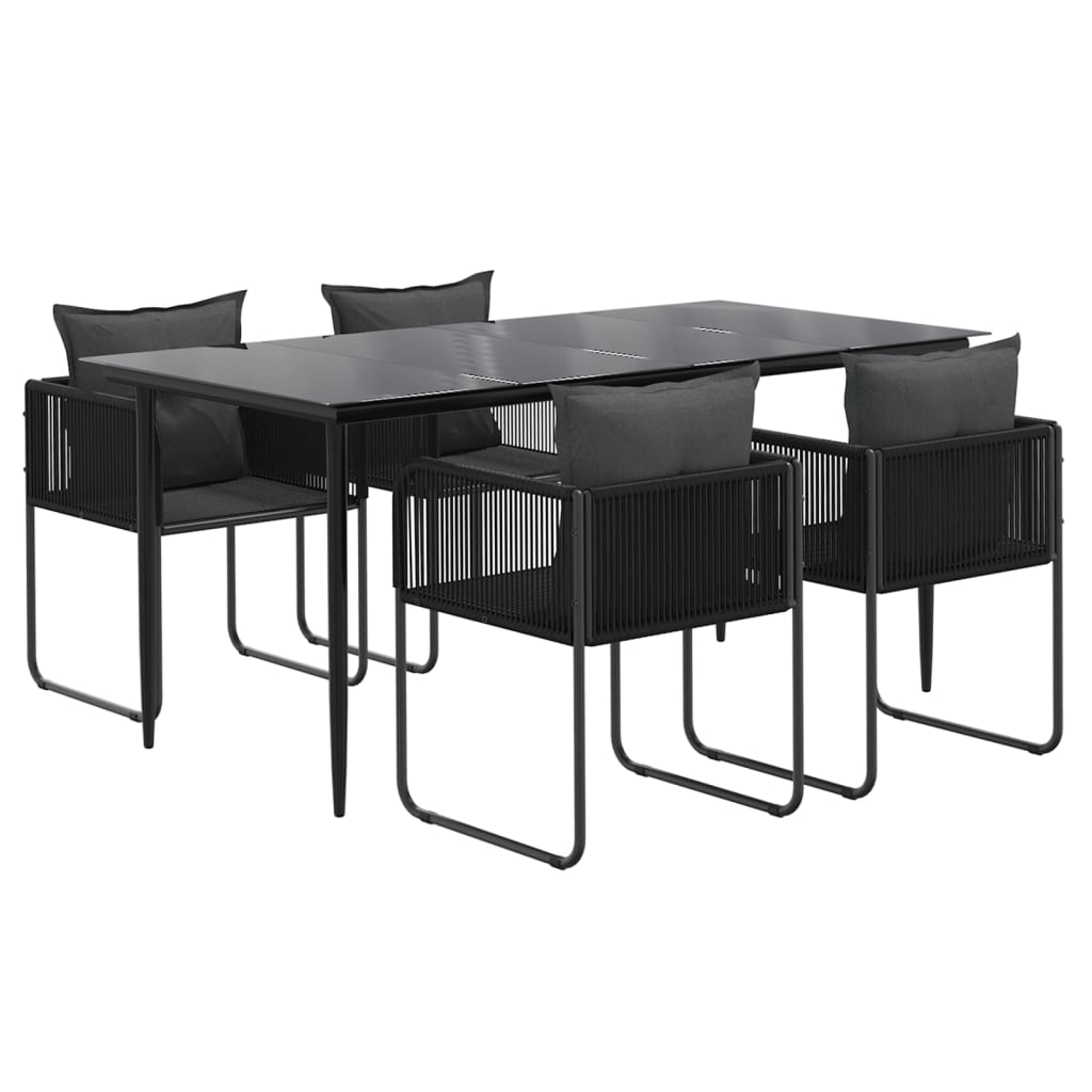 5-dijelni vrtni blagovaonski set crni