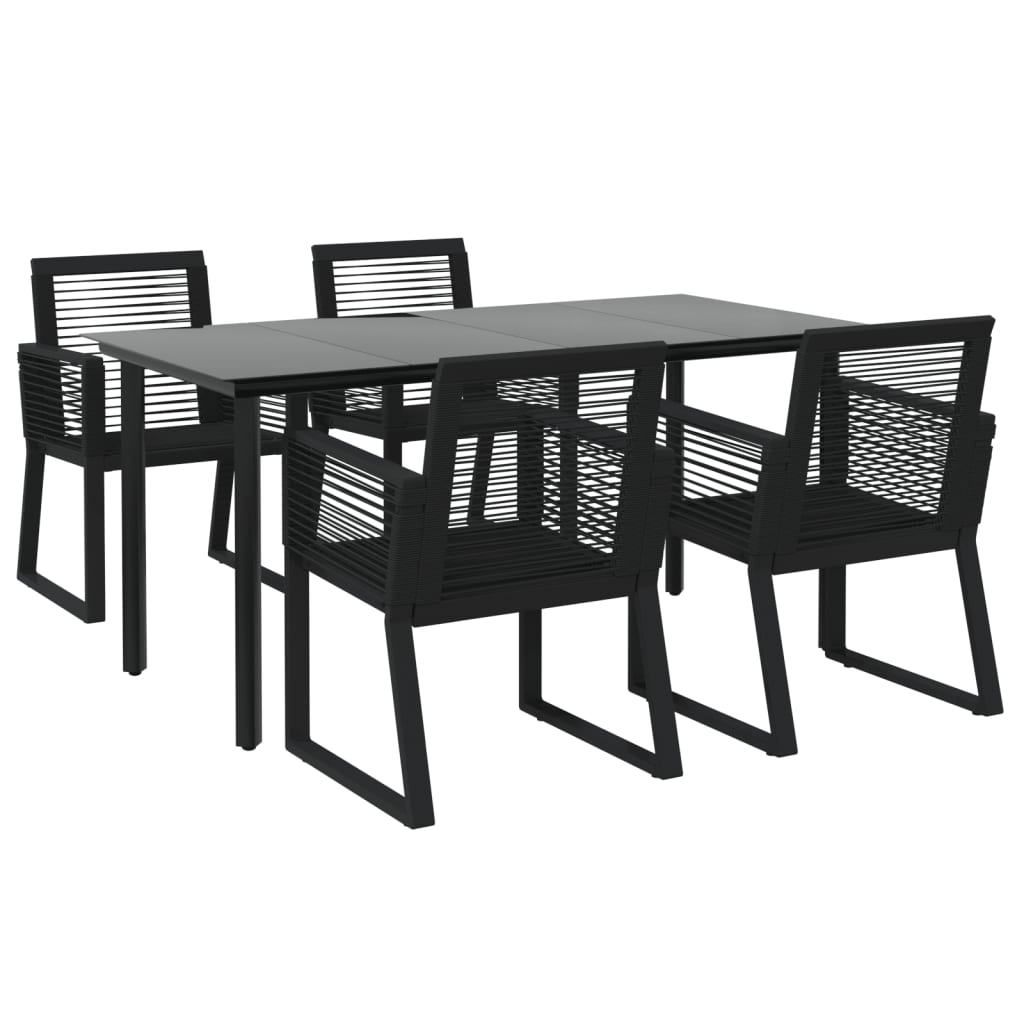 5-dijelni vrtni blagovaonski set od PVC ratana crni
