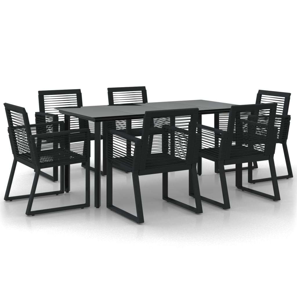 7-dijelni vrtni blagovaonski set od PVC ratana crni