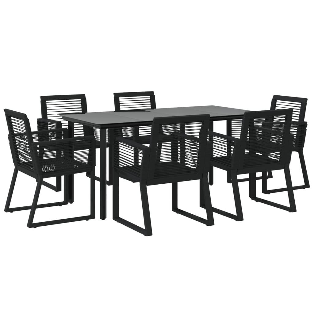 7-dijelni vrtni blagovaonski set od PVC ratana crni