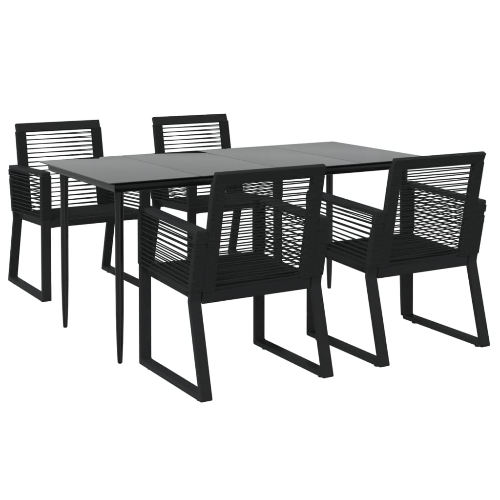 5-dijelni vrtni blagovaonski set od PVC ratana crni