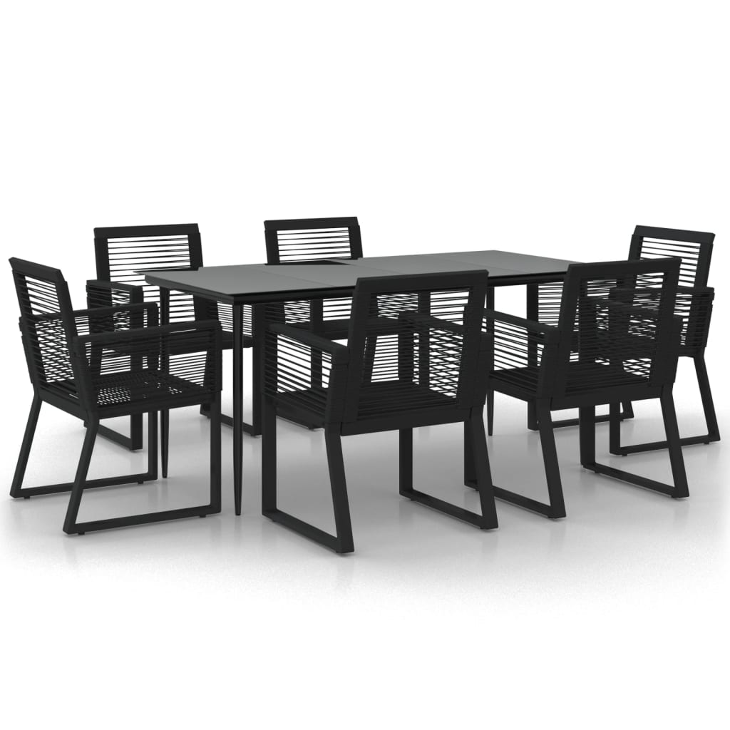 7-dijelni vrtni blagovaonski set od PVC ratana crni