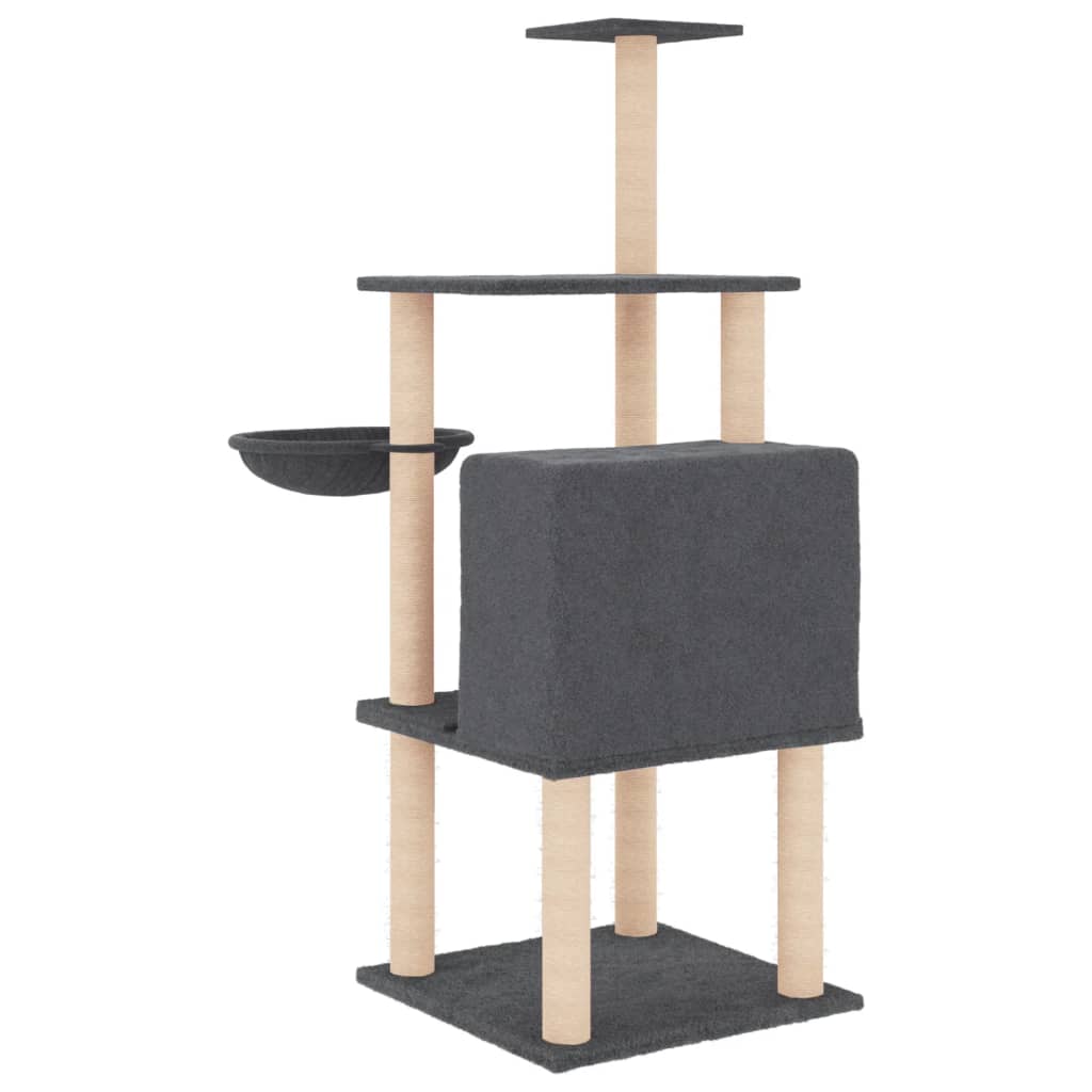 Penjalica za mačke sa stupovima za grebanje tamnosiva 132 cm