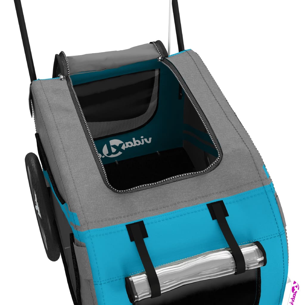 Prikolica za bicikl za ljubimce plavo-siva od tkanine i željeza