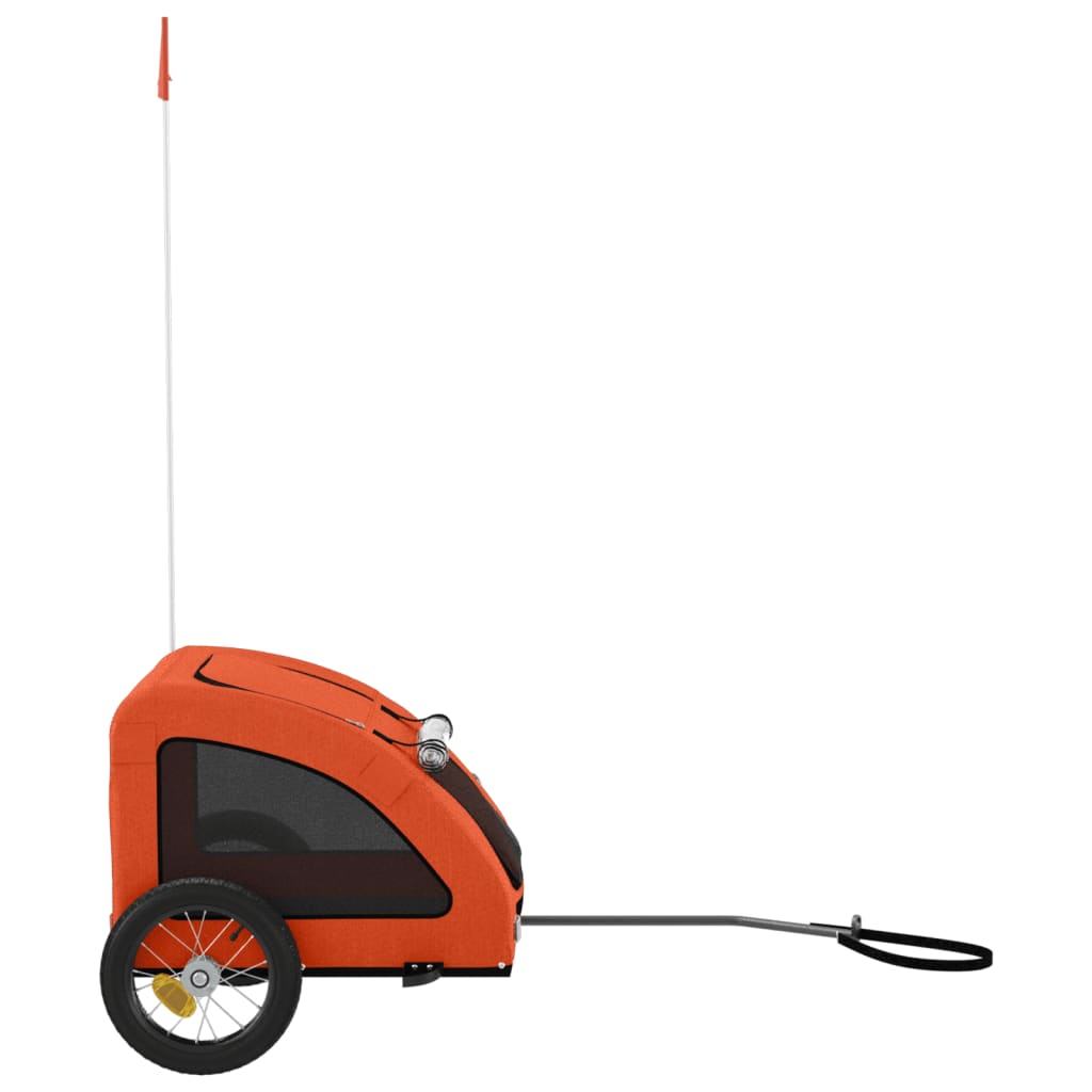Prikolica za bicikl za ljubimce narančasta od tkanine i željeza