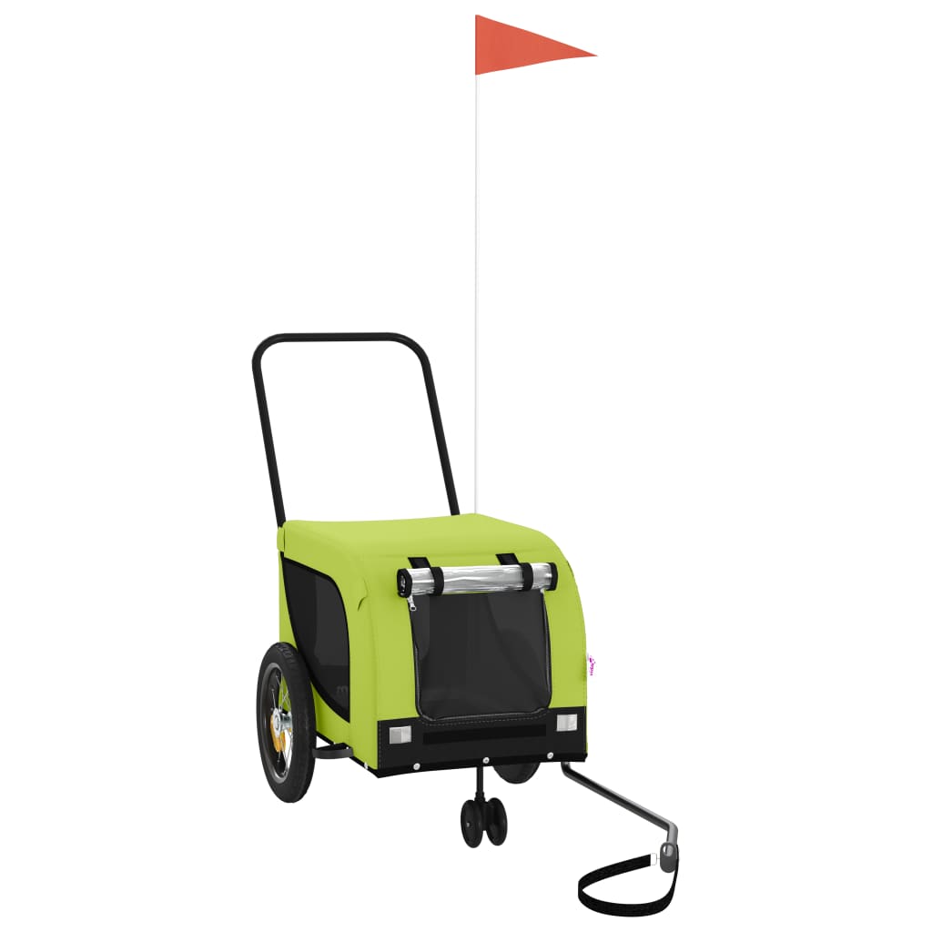 Prikolica za bicikl za ljubimce zeleno-crna tkanina i željezo