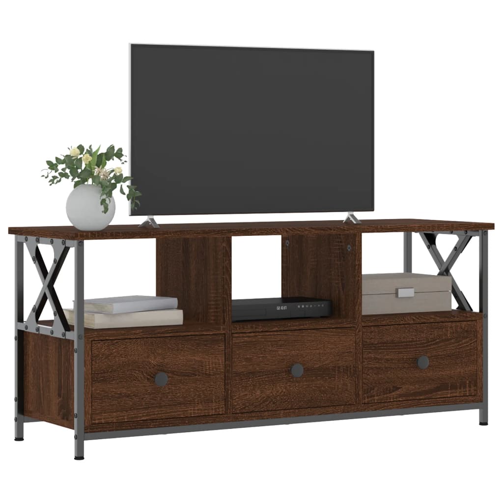 TV ormarić boja smeđeg hrasta 102x33x45 cm od drva i željeza
