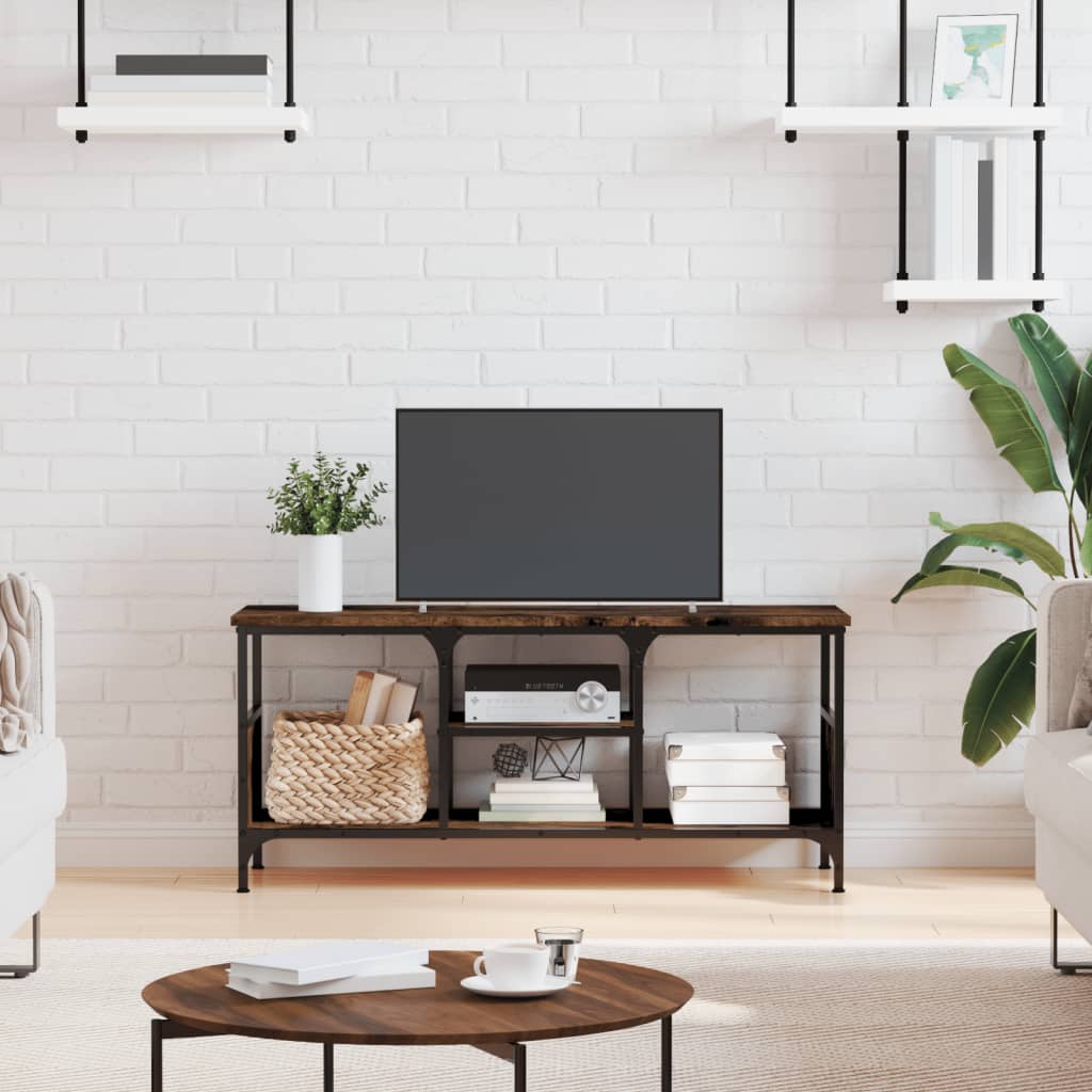 TV ormarić boja dimljenog hrasta 100x35x45 cm od drva i željeza