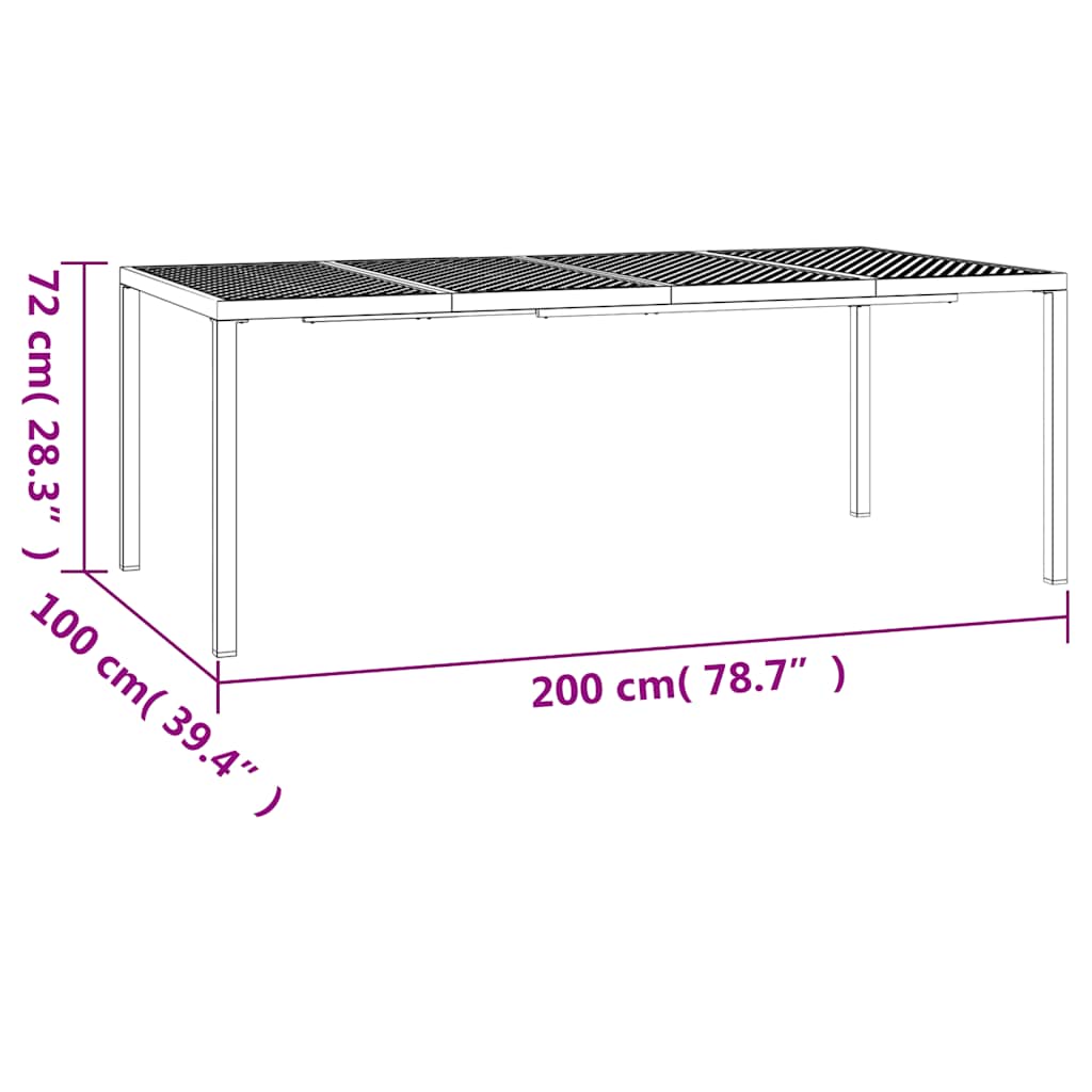 Vrtni stol antracit 200x100x72 cm čelični
