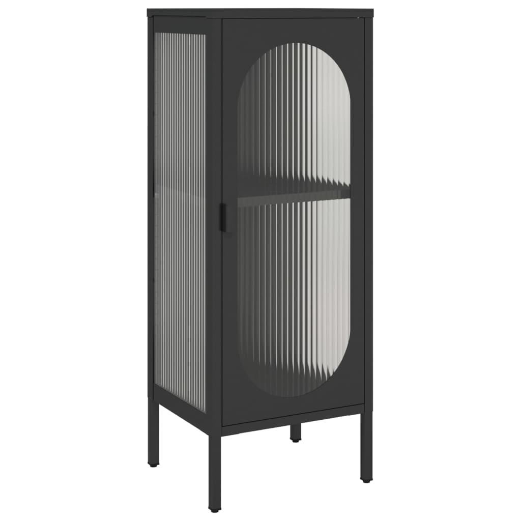 Komoda crna 40 x 35 x 105 cm od stakla i čelika