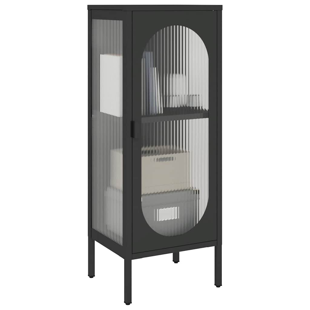 Komoda crna 40 x 35 x 105 cm od stakla i čelika