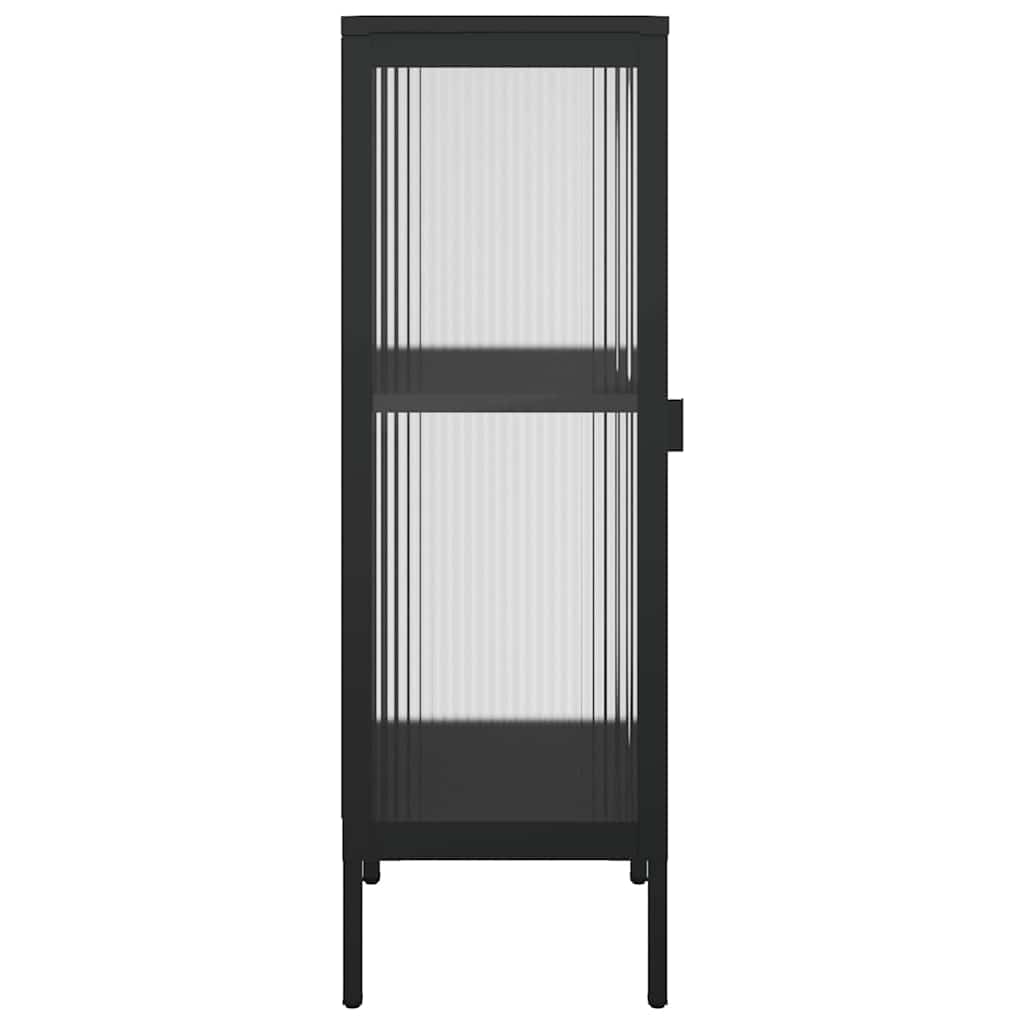 Komoda crna 40 x 35 x 105 cm od stakla i čelika
