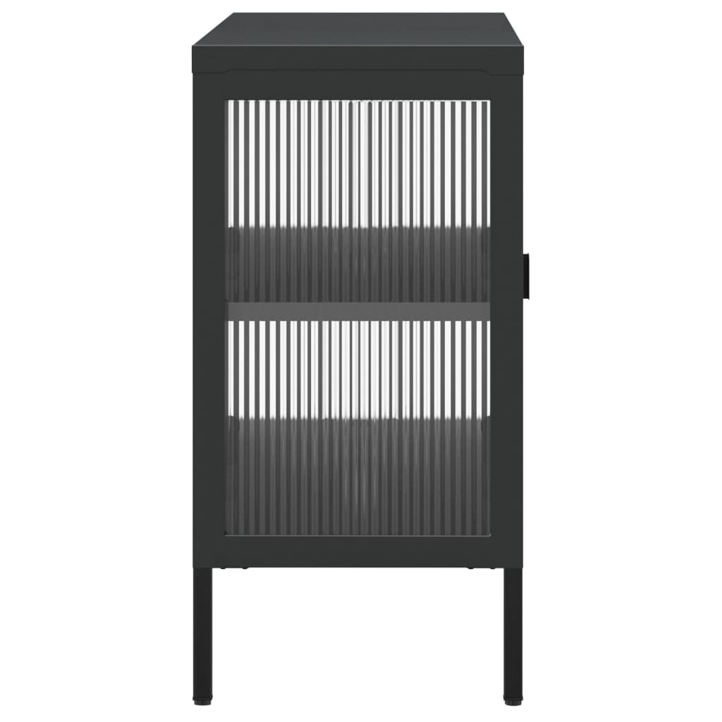Komoda crna 105 x 35 x 70 cm od stakla i čelika