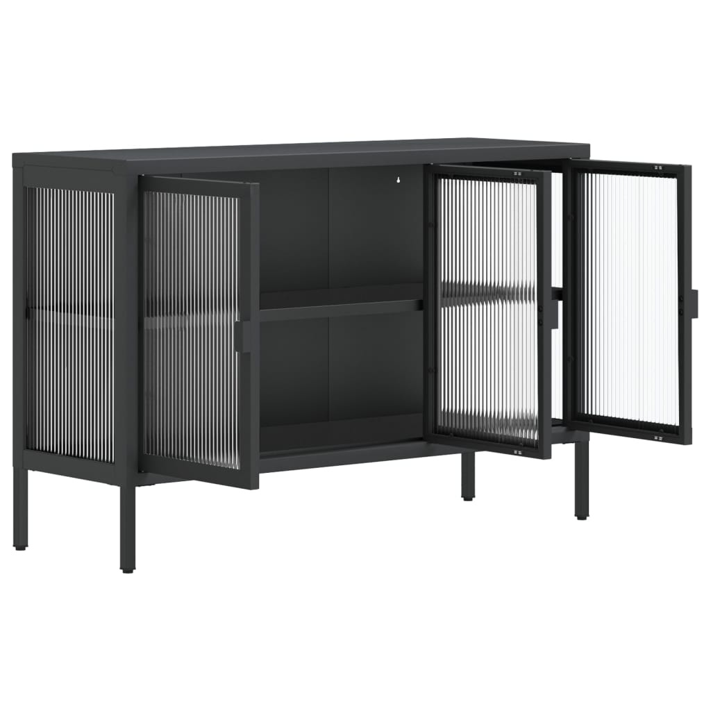 Komoda crna 105 x 35 x 70 cm od stakla i čelika