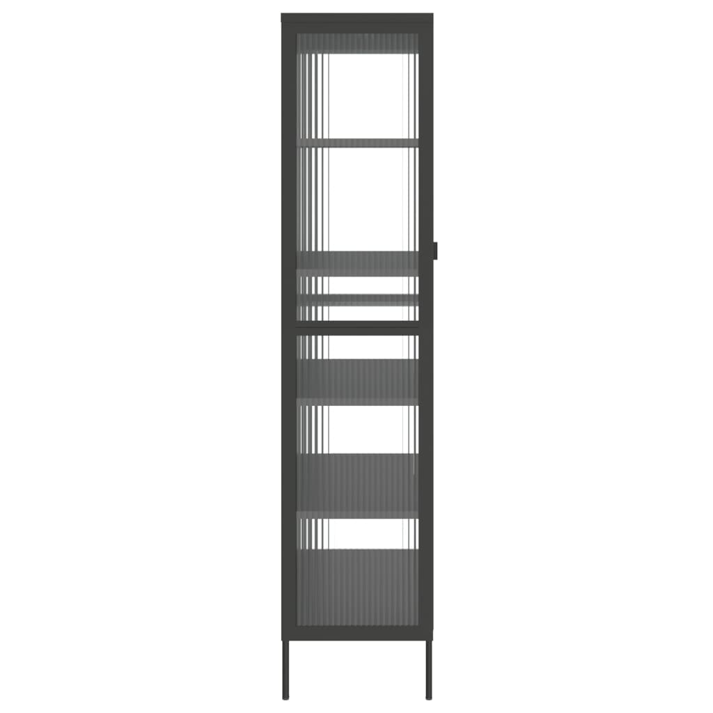 Visoka komoda crna 85 x 40 x 180 cm od stakla i čelika