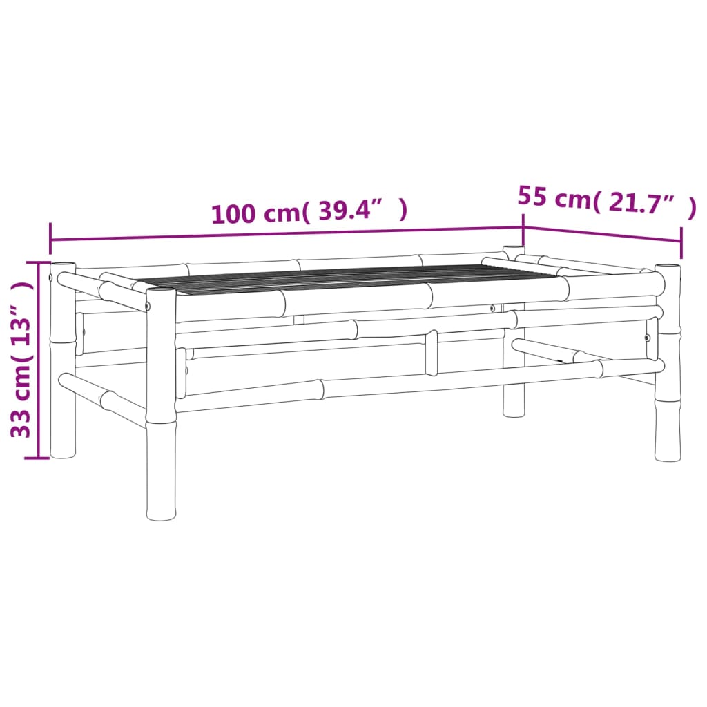 3-dijelna vrtna garnitura od bambusa s krem bijelim jastucima