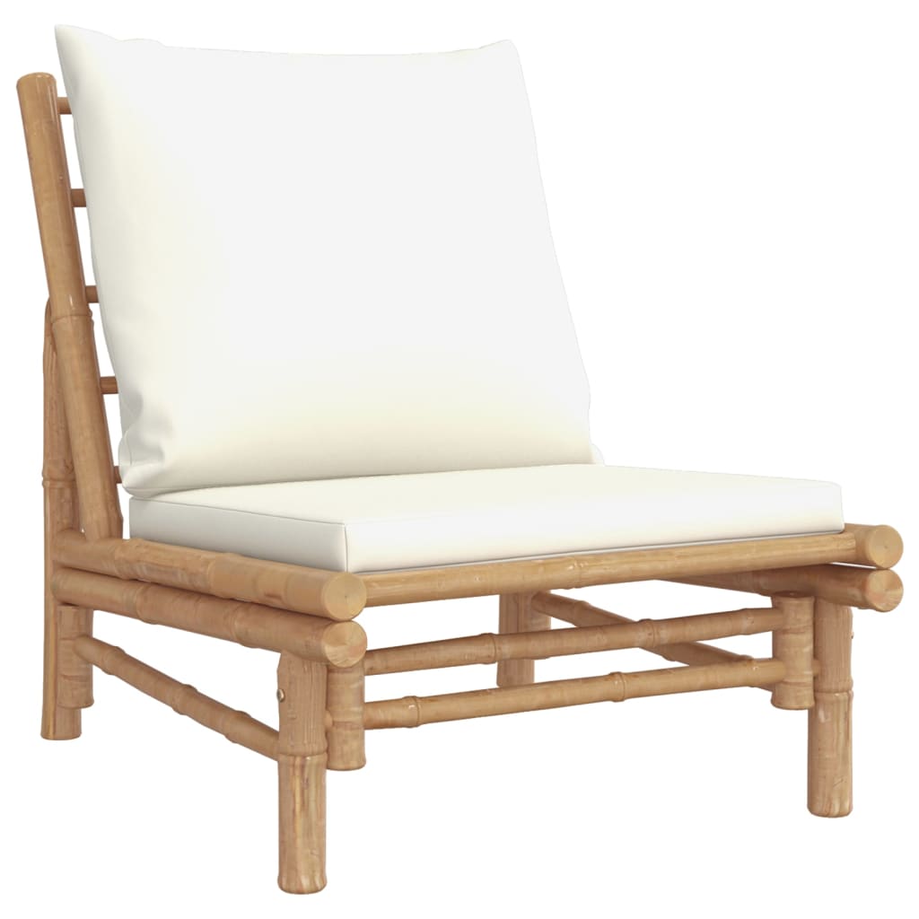 5-dijelna vrtna garnitura od bambusa s krem bijelim jastucima