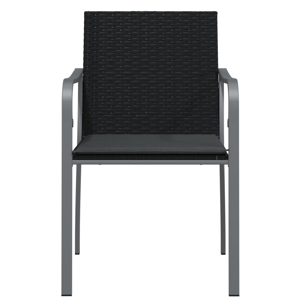 Vrtne stolice s jastucima 2 kom crne 56x59x84 cm od poliratana