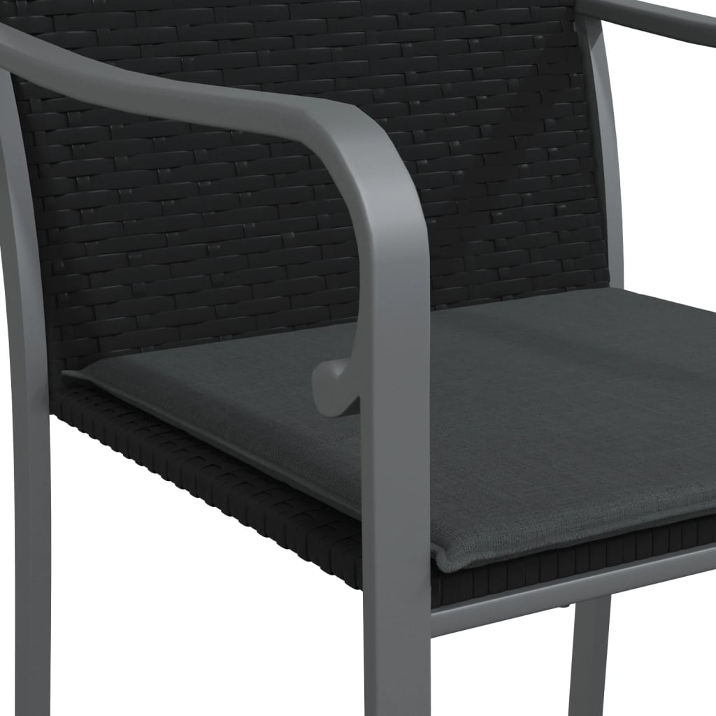 Vrtne stolice s jastucima 2 kom crne 56x59x84 cm od poliratana