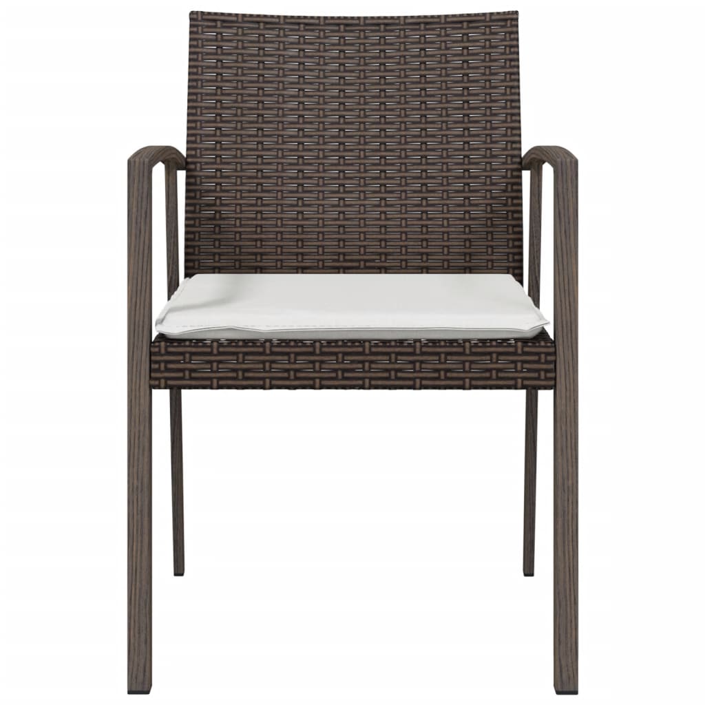 Vrtne stolice s jastucima 2 kom smeđe 56,5x57x83 cm poliratan