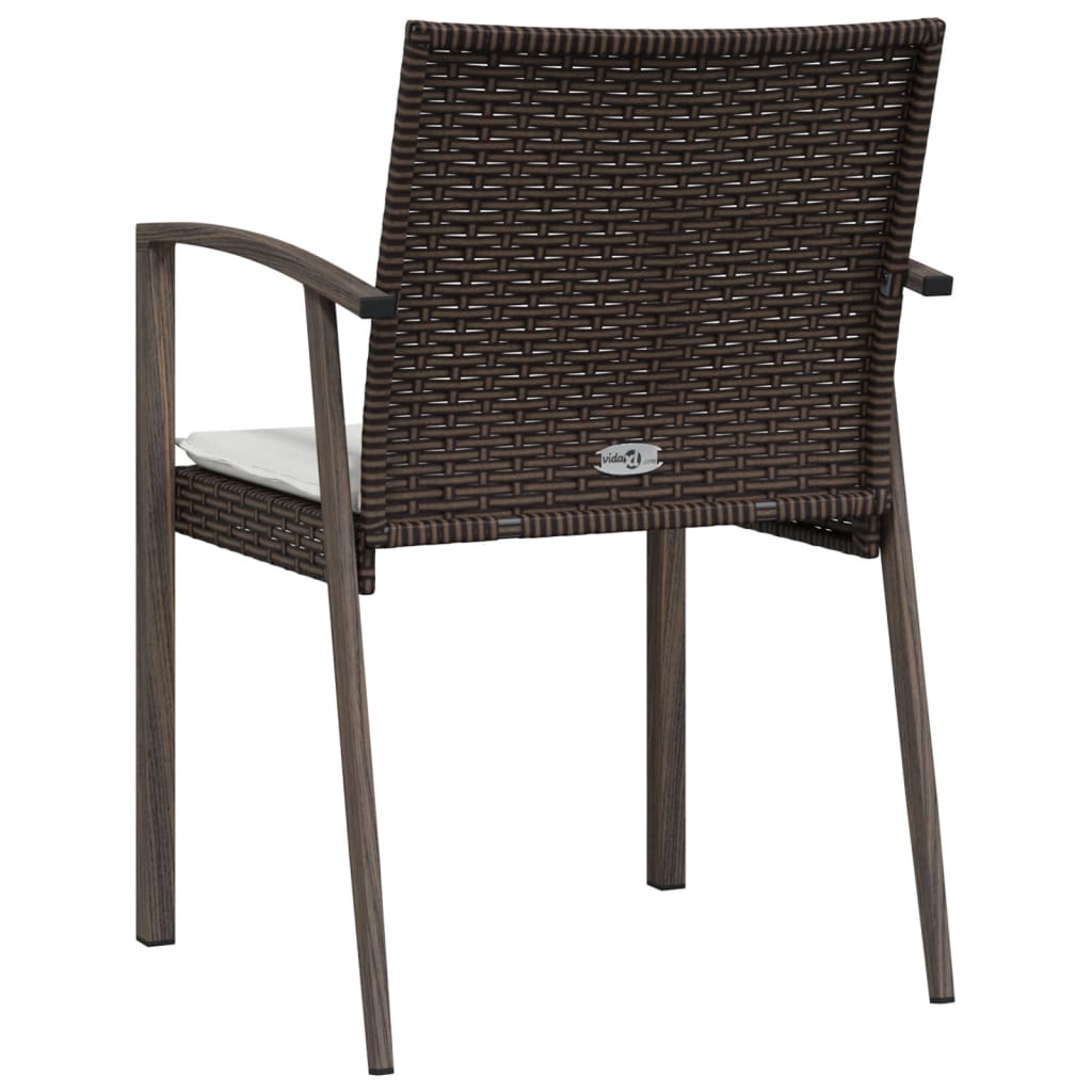 Vrtne stolice s jastucima 2 kom smeđe 56,5x57x83 cm poliratan