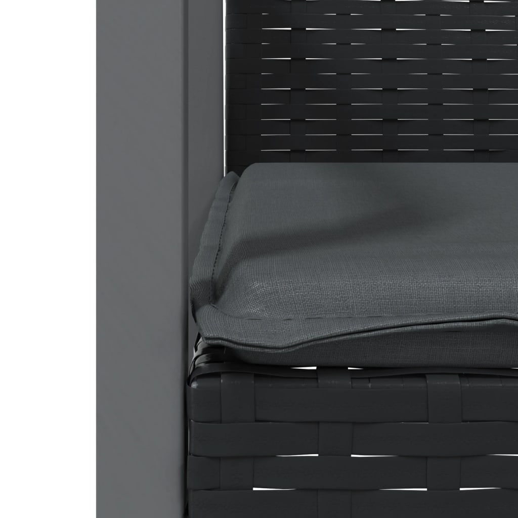 Vrtne stolice s jastucima 2 kom crne 56,5x57x83 cm poliratan