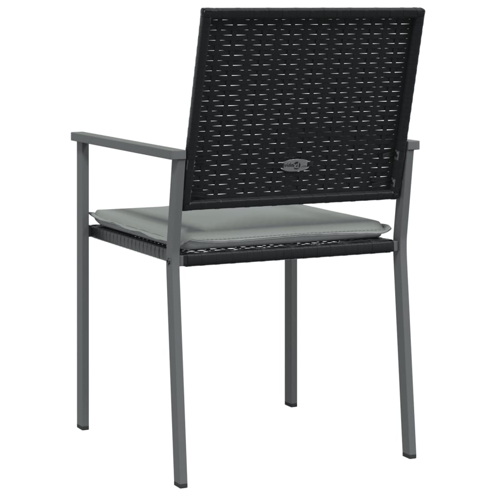 Vrtne stolice s jastucima 2 kom crne 54x62,5x89 cm poliratan