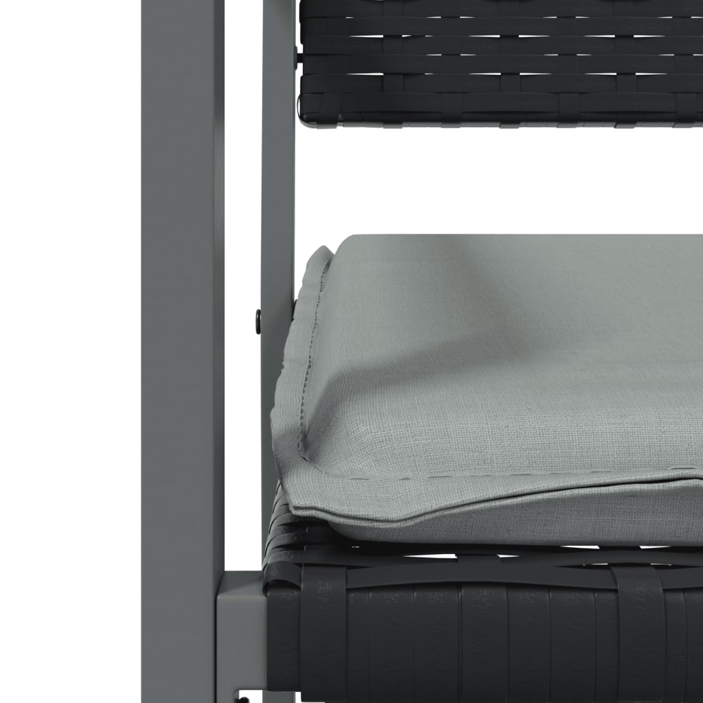 Vrtne stolice s jastucima 2 kom crne 54x62,5x89 cm poliratan