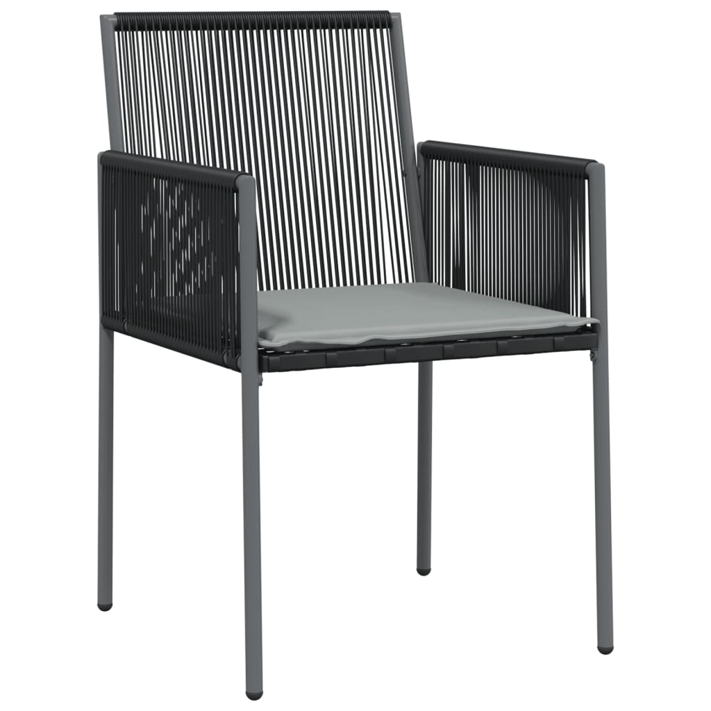 Vrtne stolice s jastucima 2 kom crne 54x60,5x83,5 cm poliratan