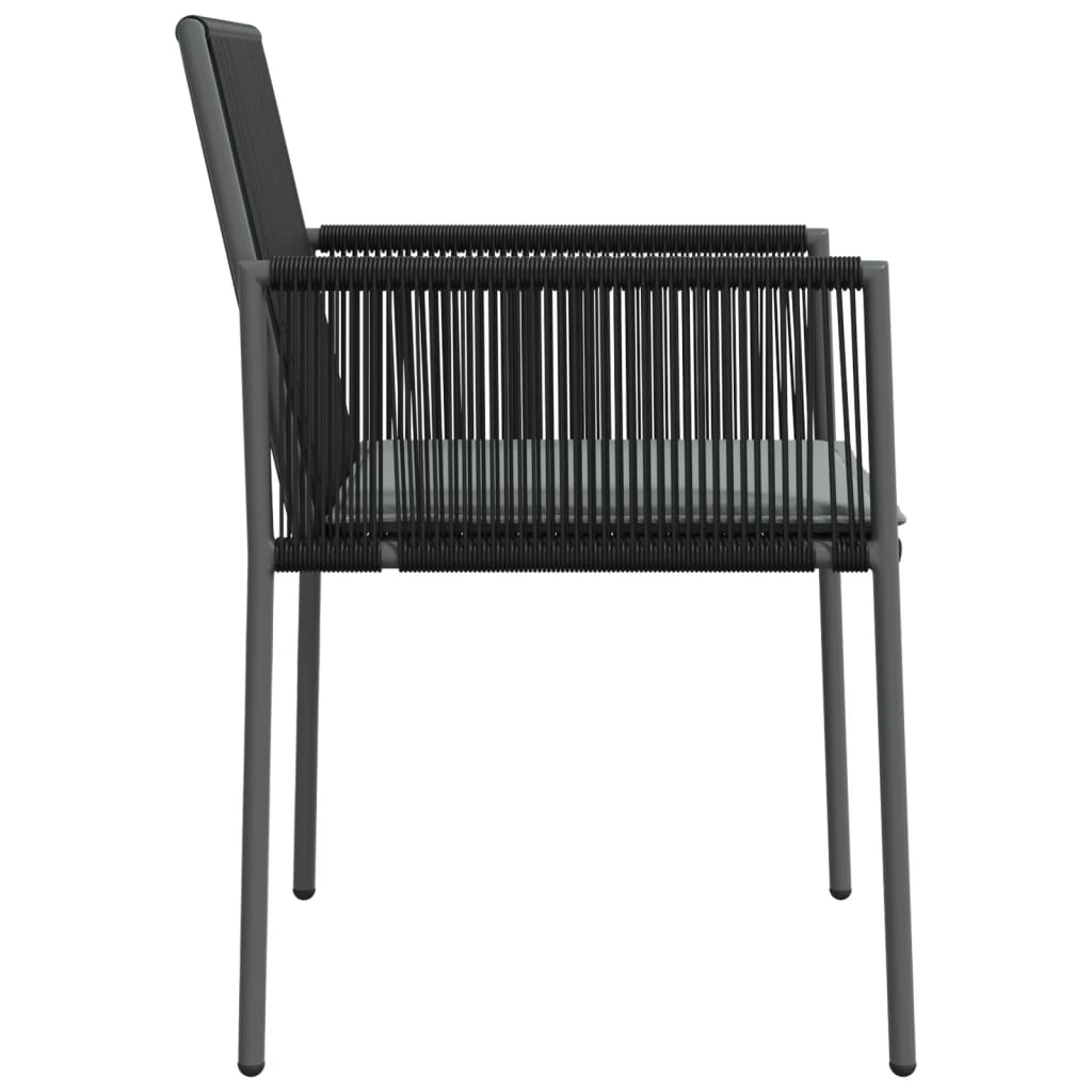 Vrtne stolice s jastucima 2 kom crne 54x60,5x83,5 cm poliratan