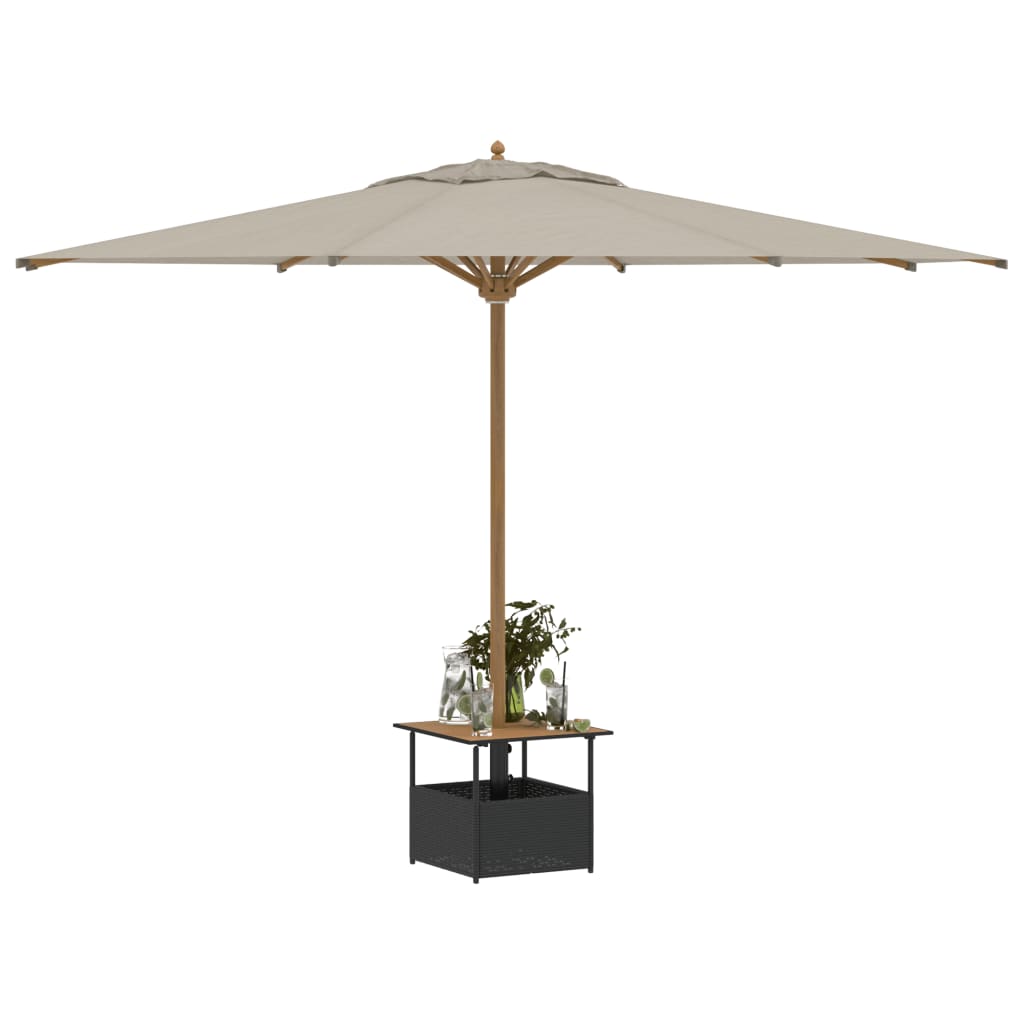 Vrtni stol s rupom za suncobran crni 55x55x46,5 cm poliratan