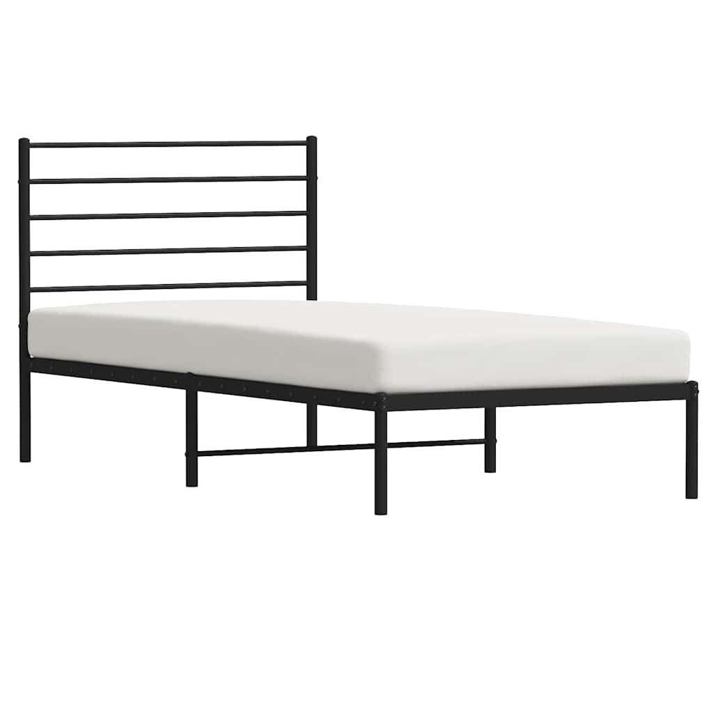 Metalni okvir za krevet s uzglavljem crni 80x200 cm