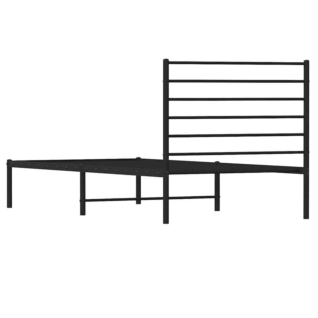 Metalni okvir za krevet s uzglavljem crni 80x200 cm