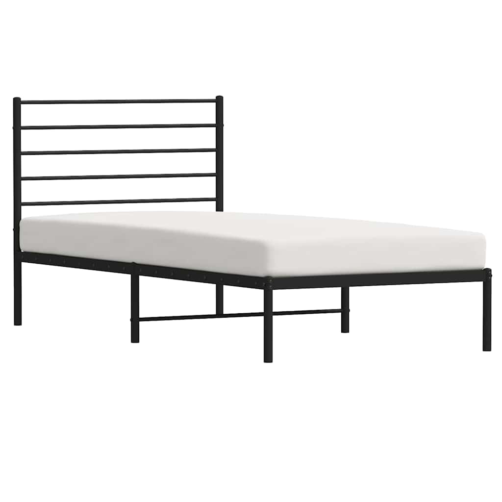 Metalni okvir za krevet s uzglavljem crni 90x200 cm