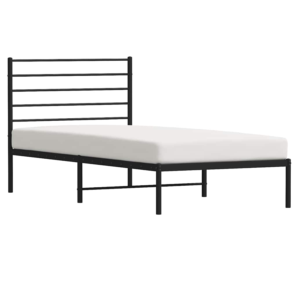 Metalni okvir za krevet s uzglavljem crni 100x190 cm