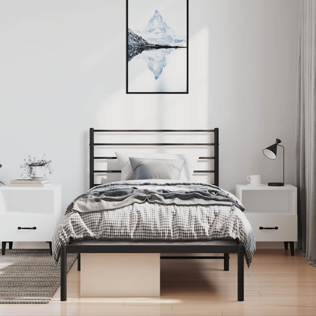 Metalni okvir za krevet s uzglavljem crni 100x200 cm