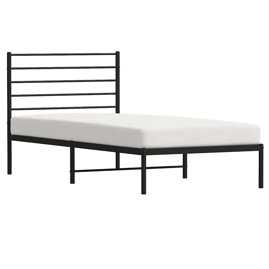 Metalni okvir za krevet s uzglavljem crni 100x200 cm
