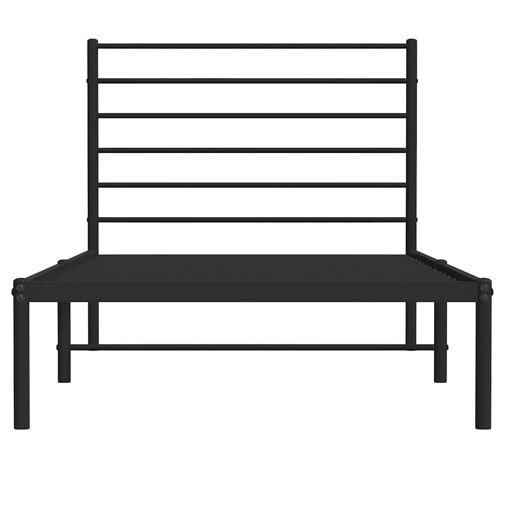 Metalni okvir za krevet s uzglavljem crni 100x200 cm
