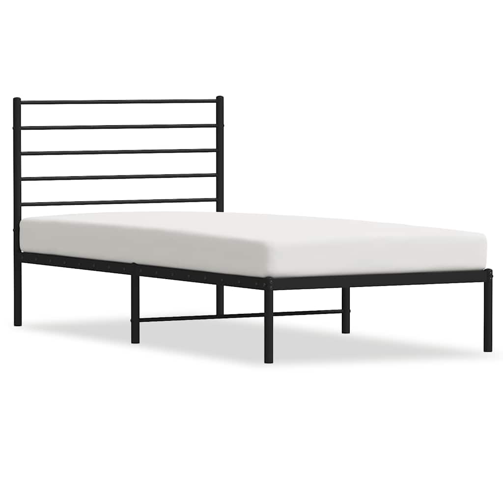 Metalni okvir za krevet s uzglavljem crni 107x203 cm
