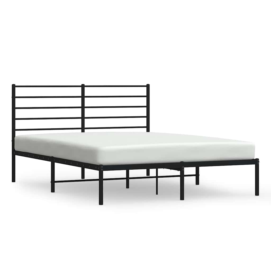 Metalni okvir za krevet s uzglavljem crni 120x190 cm